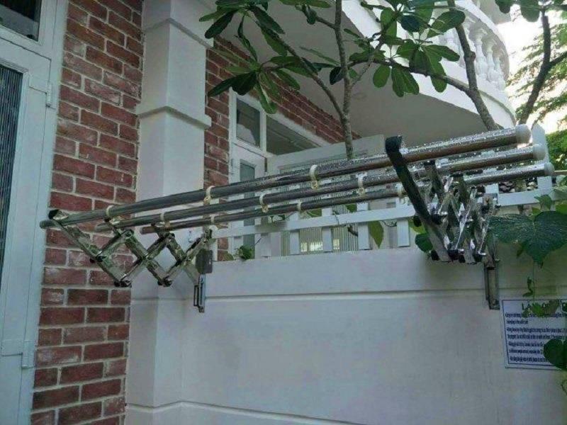 Giàn Phơi Xếp Tường Hoà Phát Inox 304 Tay Đôi