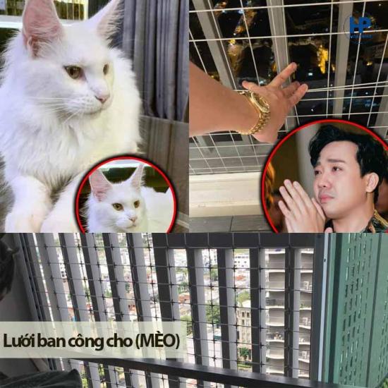 lưới chống mèo, lưới bảo vệ mèo, lưới chăn mèo, lưới chống thú cưng, lưới chắn cho mèo con vật, ban công chung cư, nhà phố