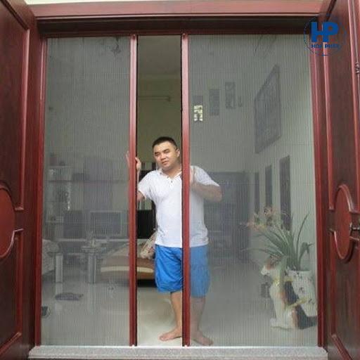 Cửa Chống Muỗi Màu Vân Gỗ Dạng Xếp